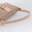 FENDI Zucchino Canvas Mamma Baguette Shoulder Bag Beige Gold Auth 215525V-7