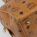 MCM Vicetos Logogram Boston Bag PVC Leather Brown Gold Auth 215529-12