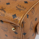 MCM Vicetos Logogram Boston Bag PVC Leather Brown Gold Auth 215529-13