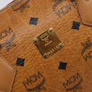 MCM Vicetos Logogram Boston Bag PVC Leather Brown Gold Auth 215529-16