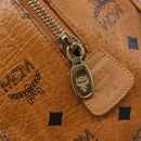 MCM Vicetos Logogram Boston Bag PVC Leather Brown Gold Auth 215529-17