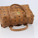 MCM Vicetos Logogram Boston Bag PVC Leather Brown Gold Auth 215529-6