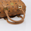 MCM Vicetos Logogram Boston Bag PVC Leather Brown Gold Auth 215529-7
