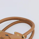 MCM Vicetos Logogram Boston Bag PVC Leather Brown Gold Auth 215529-9