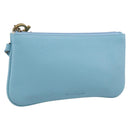 Salvatore Ferragamo Gancini Accessory Pouch Leather Light Blue Gold Auth 215537A-1