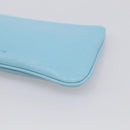 Salvatore Ferragamo Gancini Accessory Pouch Leather Light Blue Gold Auth 215537A-10