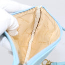 Salvatore Ferragamo Gancini Accessory Pouch Leather Light Blue Gold Auth 215537A-18