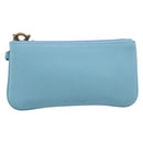 Salvatore Ferragamo Gancini Accessory Pouch Leather Light Blue Gold Auth 215537A-2