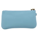 Salvatore Ferragamo Gancini Accessory Pouch Leather Light Blue Gold Auth 215537A-3