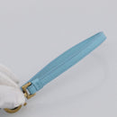 Salvatore Ferragamo Gancini Accessory Pouch Leather Light Blue Gold Auth 215537A-7