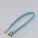 Salvatore Ferragamo Gancini Accessory Pouch Leather Light Blue Gold Auth 215537A-8