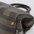 FENDI Pequin Canvas Boston Bag PVC Black Brown Auth 215539-10
