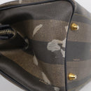 FENDI Pequin Canvas Boston Bag PVC Black Brown Auth 215539-14