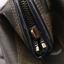 FENDI Pequin Canvas Boston Bag PVC Black Brown Auth 215539-16