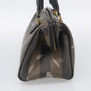 FENDI Pequin Canvas Boston Bag PVC Black Brown Auth 215539-5