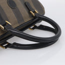 FENDI Pequin Canvas Boston Bag PVC Black Brown Auth 215539-7