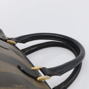 FENDI Pequin Canvas Boston Bag PVC Black Brown Auth 215539-8