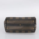 FENDI Pequin Canvas Boston Bag PVC Black Brown Auth 215539-9