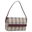 BURBERRY Nova Check Shoulder Bag Canvas Beige Gold Auth 215541-1