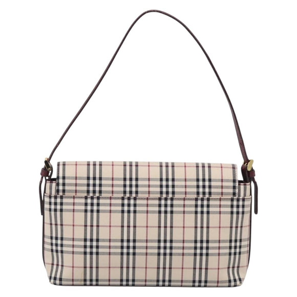 BURBERRY Nova Check Shoulder Bag Canvas Beige Gold Auth 215541