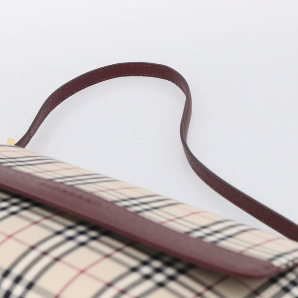 BURBERRY Nova Check Shoulder Bag Canvas Beige Gold Auth 215541