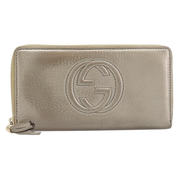GUCCI Soho Long Wallet Leather Gold 308004 Auth 215554V