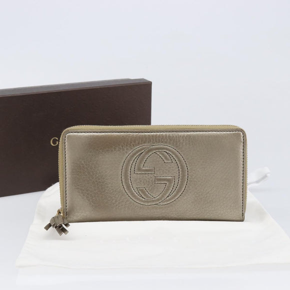 GUCCI Soho Long Wallet Leather Gold 308004 Auth 215554V