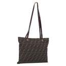 FENDI Zucca Canvas Tote Bag Black Brown Auth 215555-1