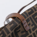 FENDI Zucca Canvas Tote Bag Black Brown Auth 215555-14