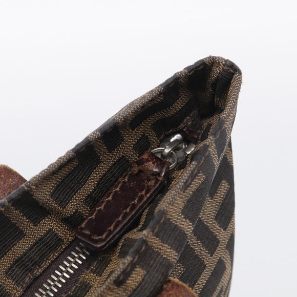 FENDI Zucca Canvas Tote Bag Black Brown Auth 215555