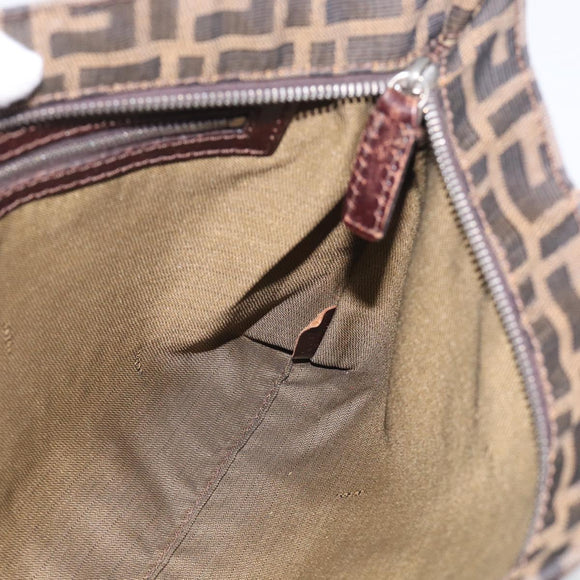 FENDI Zucca Canvas Tote Bag Black Brown Auth 215555