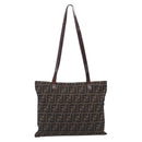 FENDI Zucca Canvas Tote Bag Black Brown Auth 215555-2