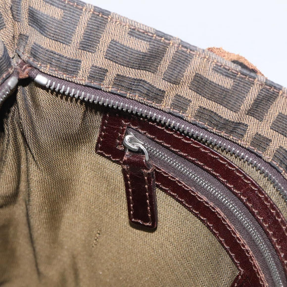 FENDI Zucca Canvas Tote Bag Black Brown Auth 215555