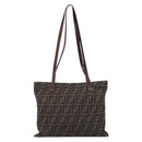 FENDI Zucca Canvas Tote Bag Black Brown Auth 215555-3
