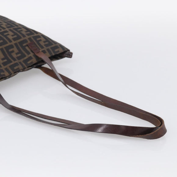 FENDI Zucca Canvas Tote Bag Black Brown Auth 215555
