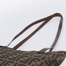 FENDI Zucca Canvas Tote Bag Black Brown Auth 215555-8