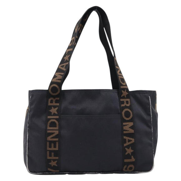 FENDI Tote Bag Canvas Black Auth 215557
