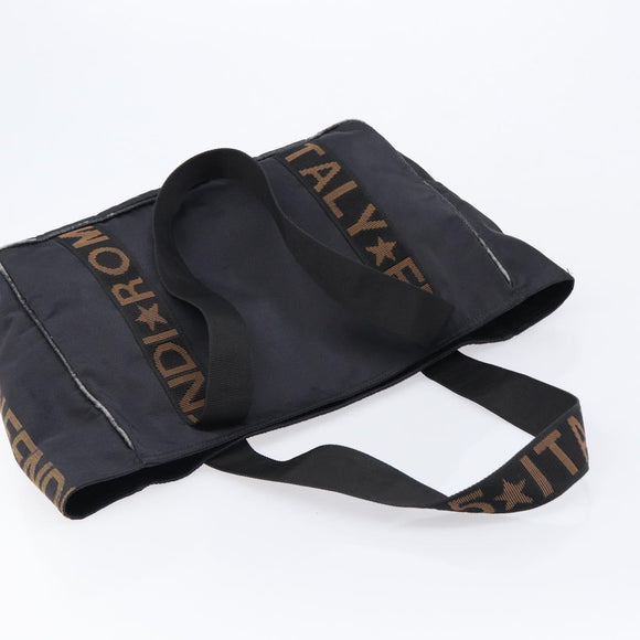 FENDI Tote Bag Canvas Black Auth 215557