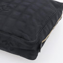 CHANEL New Travel Line Hand Bag Nylon Black Gold CC Auth 215558V-10