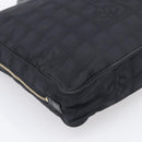 CHANEL New Travel Line Hand Bag Nylon Black Gold CC Auth 215558V-11