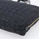 CHANEL New Travel Line Hand Bag Nylon Black Gold CC Auth 215558V-12