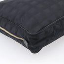 CHANEL New Travel Line Hand Bag Nylon Black Gold CC Auth 215558V-13