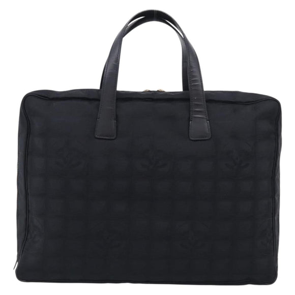 CHANEL New Travel Line Hand Bag Nylon Black Gold CC Auth 215558V