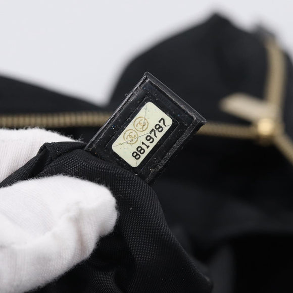 CHANEL New Travel Line Hand Bag Nylon Black Gold CC Auth 215558V