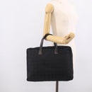 CHANEL New Travel Line Hand Bag Nylon Black Gold CC Auth 215558V-22