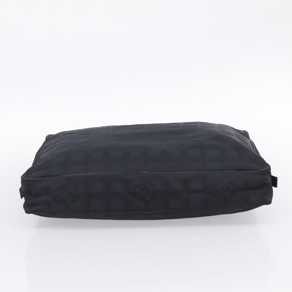 CHANEL New Travel Line Hand Bag Nylon Black Gold CC Auth 215558V