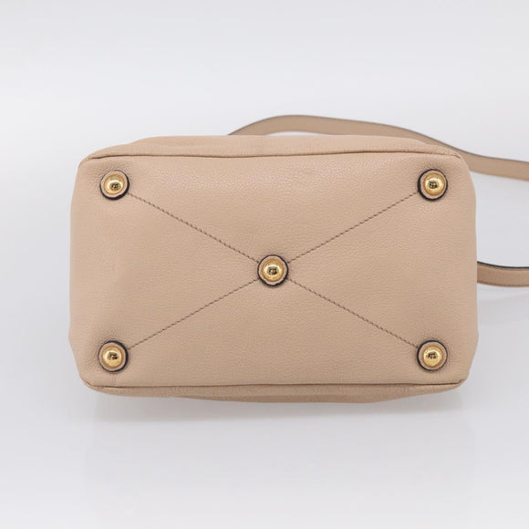 Miu Miu Hand Bag Leather 2way Beige Gold Auth 215564V