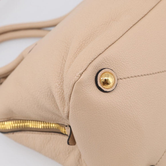 Miu Miu Hand Bag Leather 2way Beige Gold Auth 215564V