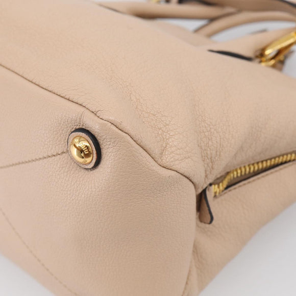 Miu Miu Hand Bag Leather 2way Beige Gold Auth 215564V