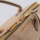 Miu Miu Hand Bag Leather 2way Beige Gold Auth 215564V-17